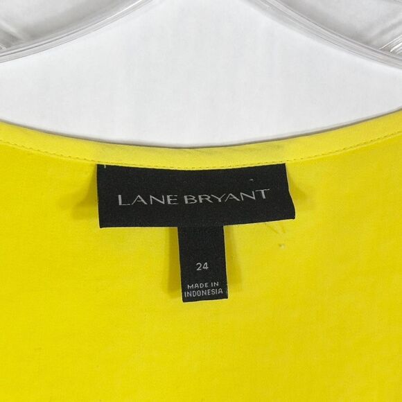 Lane Bryant Plus Size 22 24 Top Yellow‎ Chiffon Sleeveless Flowy Long Tunic 1349 - Picture 7 of 8